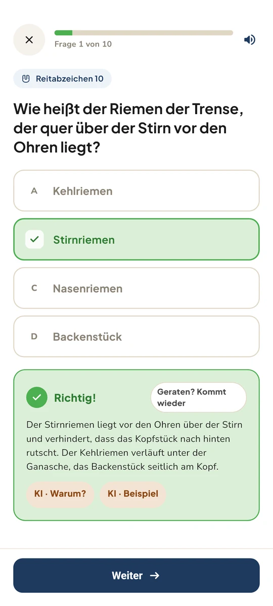 Erklärung nach der beantworteten Quizfrage